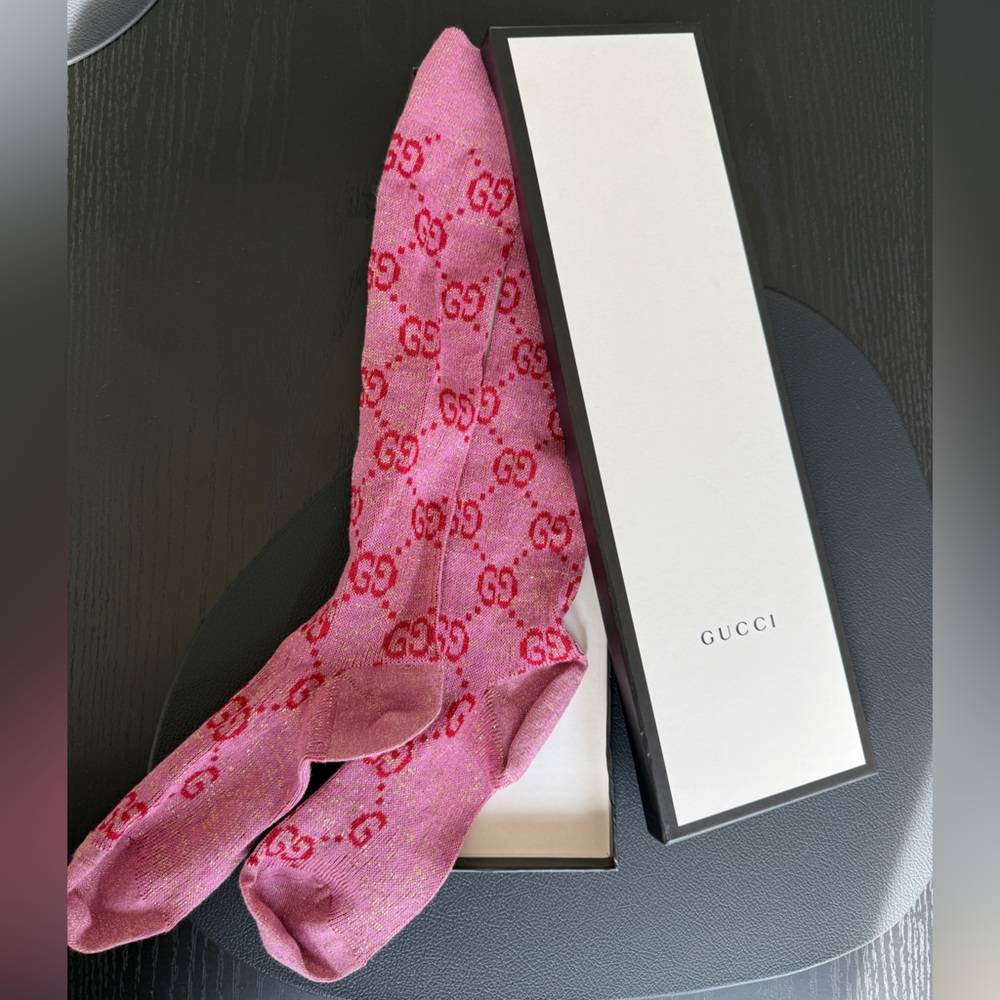 Gucci Pink and Red GG Pattern Socks